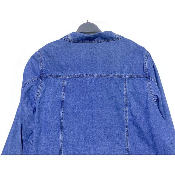 Las Olas Jean Jacket Women's Size 1X 16 With Rhinestone Accent and Snap Front - Picture 6 of 7